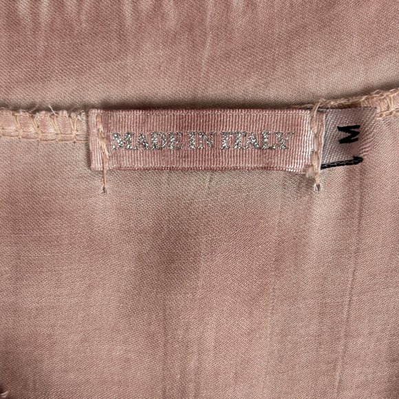 Hi-Lo Blouse Women Size Medium V-Neck Roll Up Sleeves Italy Flowy‎ Sequins Pink - Picture 12 of 16